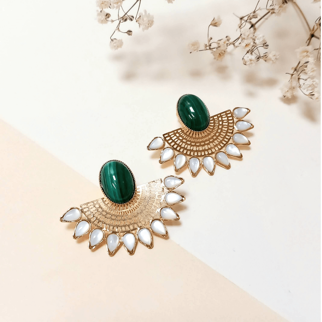 Boucles D'Oreilles Turquoise Argenté Goutte Double Ligne - Style Mexicain Aztec - Neuf Sans Emballage