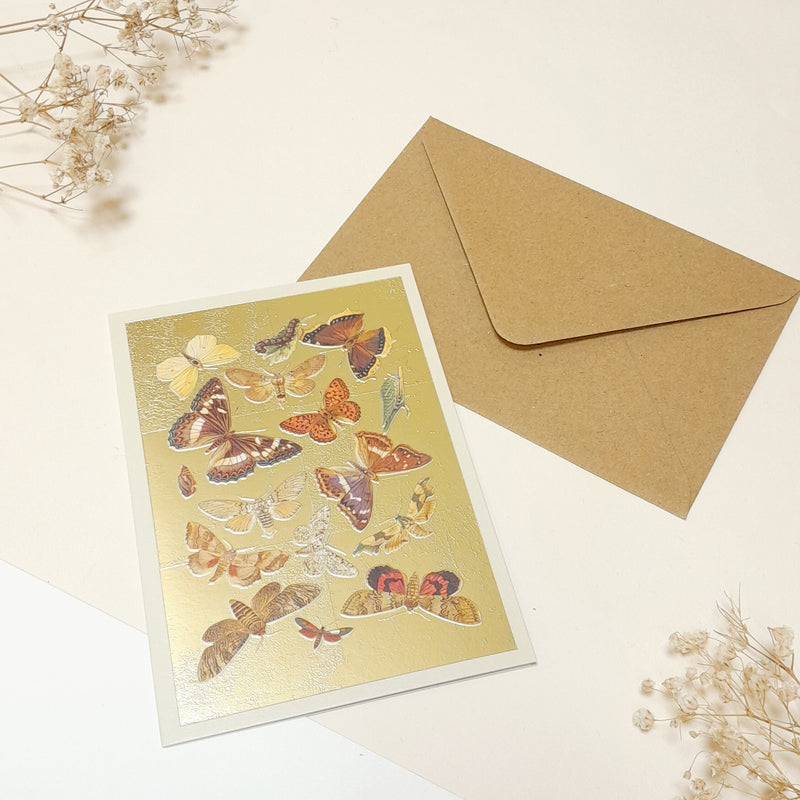 Carte de vœux - Gold Papillons