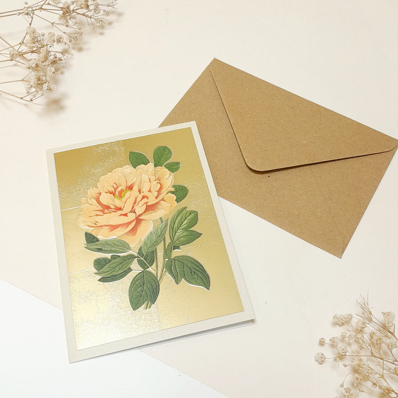 Carte de vœux -  Gold Pivoine rose