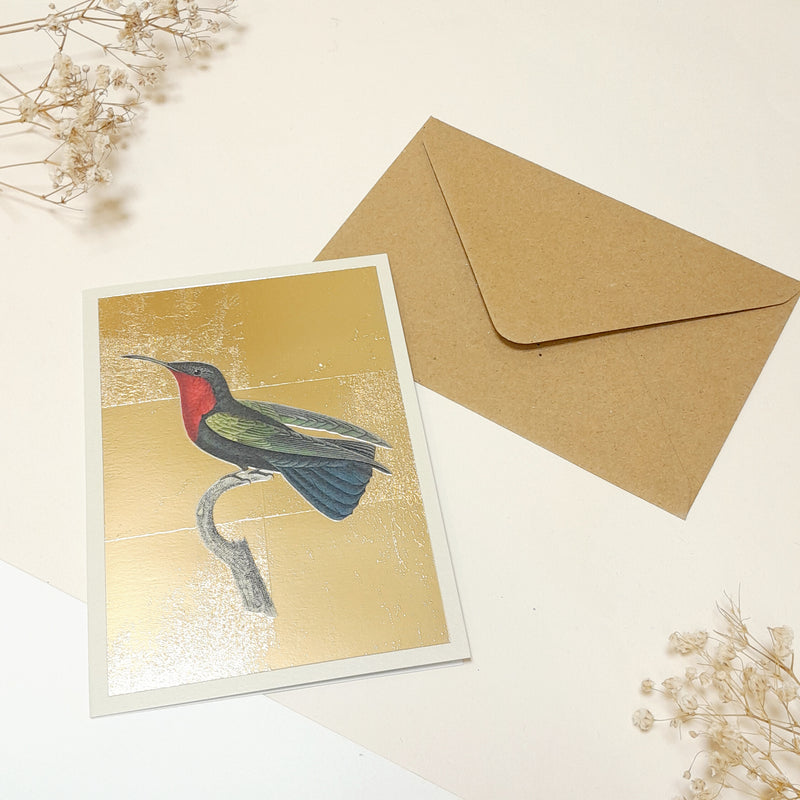 Carte de vœux - Gold Colibri