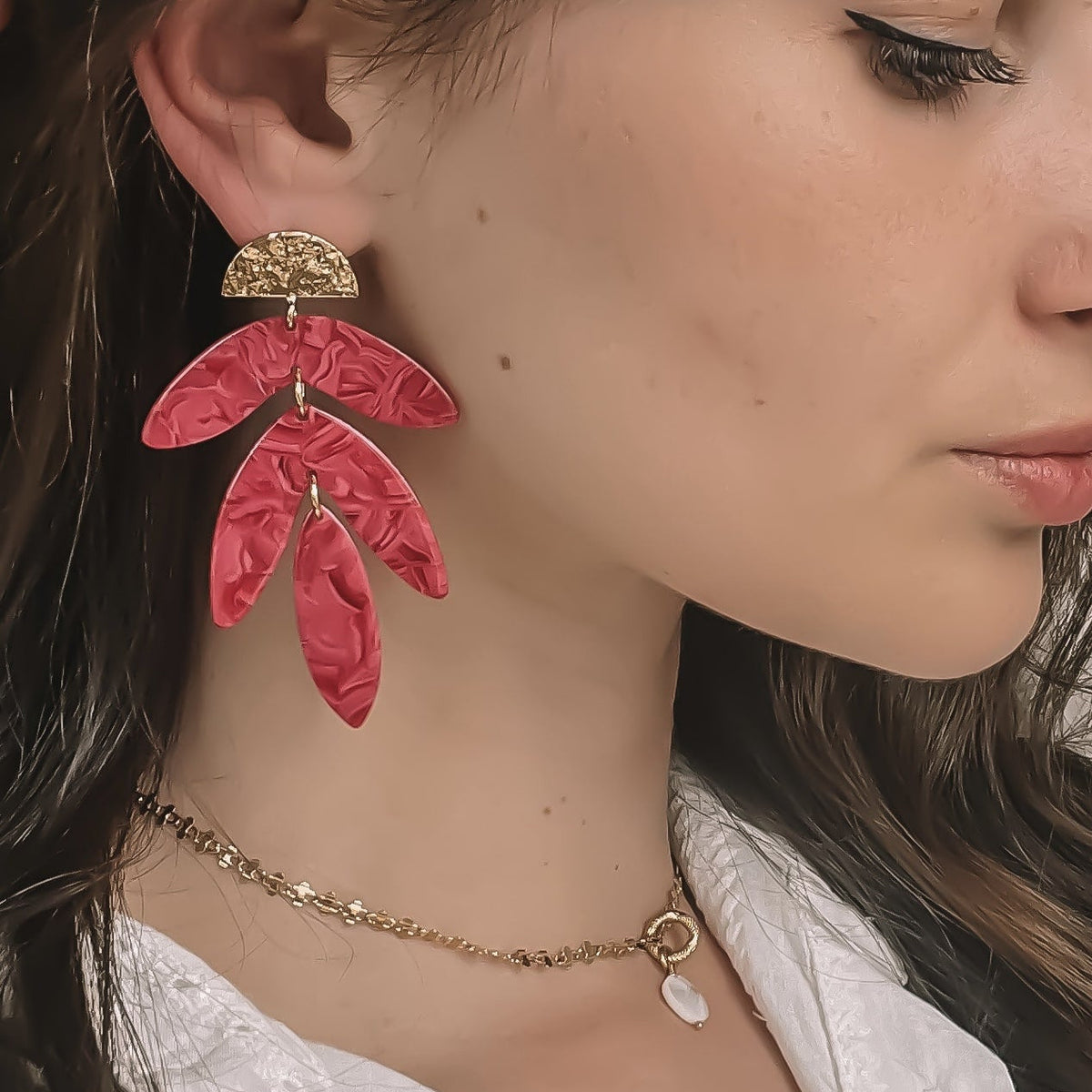 Boucles D'oreilles Artisanales Jostovo - Peintes à La Main Par L'artiste Karavaeva - Fabriqué En Russie - Pièce Unique