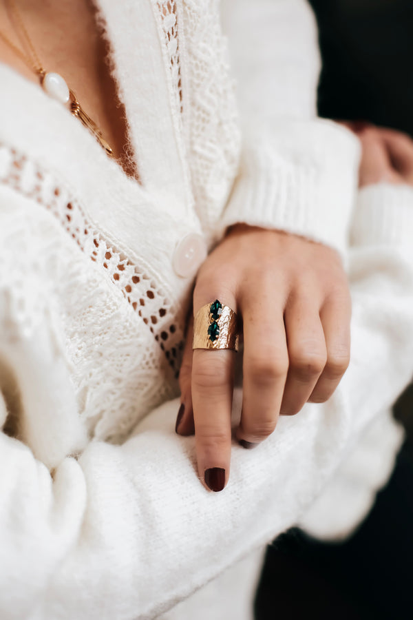 Bague XL Texturée 2 Strass