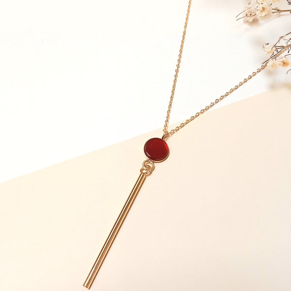 Collier Chaine, Barre Et Pierre