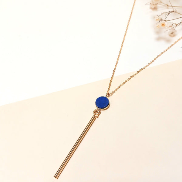 Collier chaine, barre et pierre