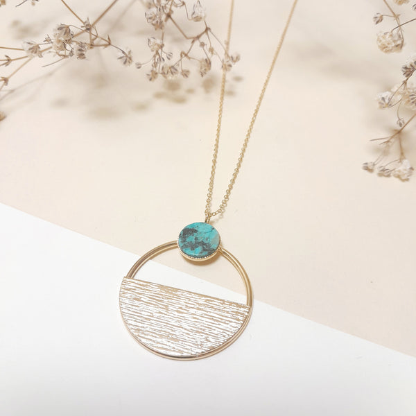 Collier Comète Demi Et Pierre