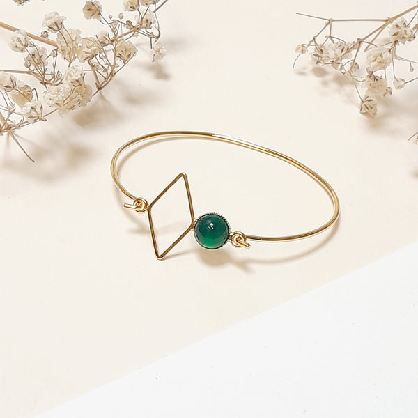 Bracelet Jonc Losange Et Pierre