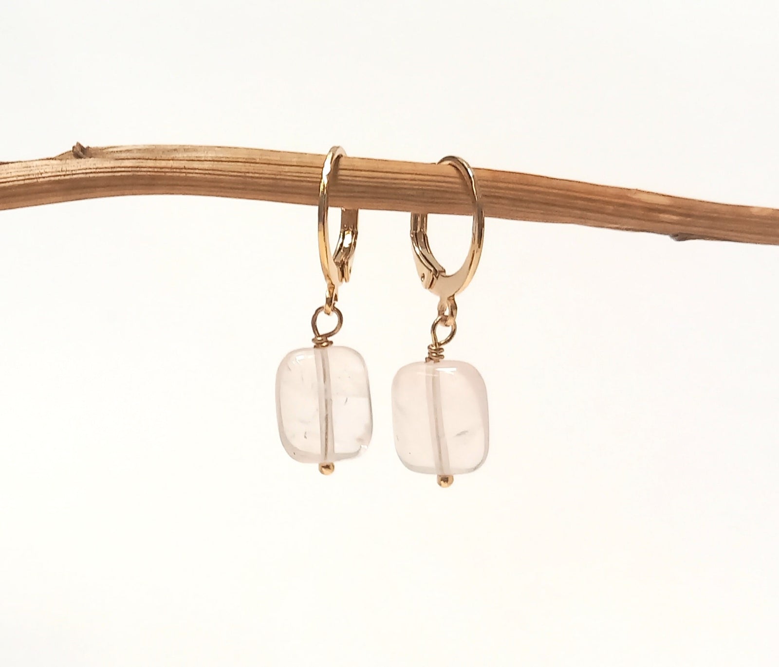 Boucles D'oreilles Vintage Cristal Marron Irisé Sur Métal Noir - Occasion, Pendantes