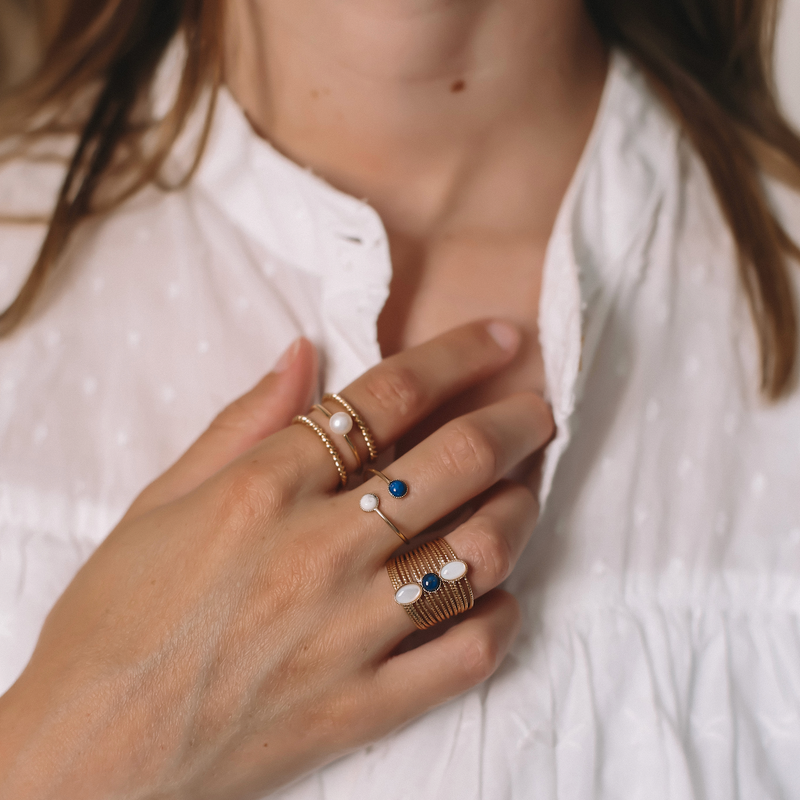 Bague perle 3 rangs sale