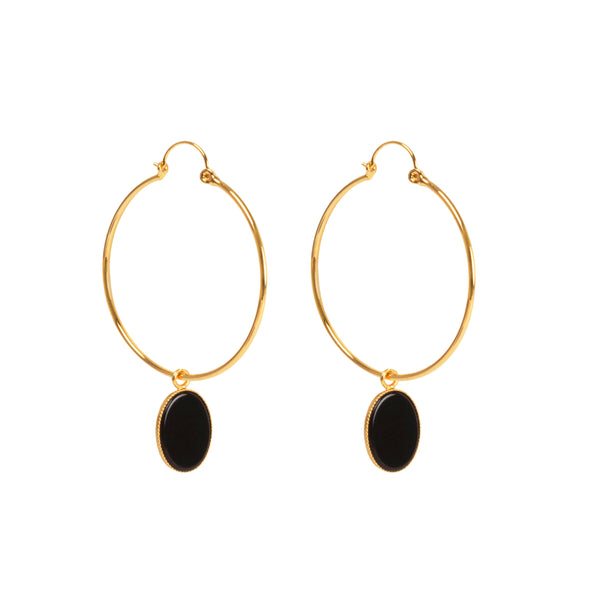 Boucles Créole Et Pierre Tombante XL