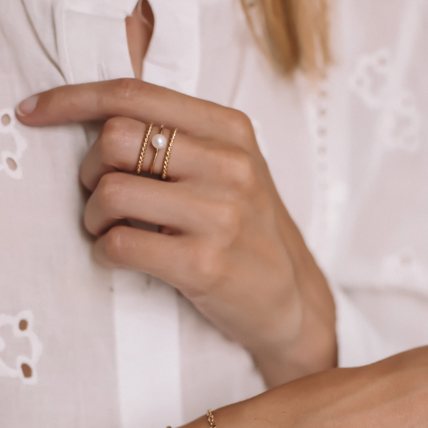 Bague 3 Rangs 1 Perle