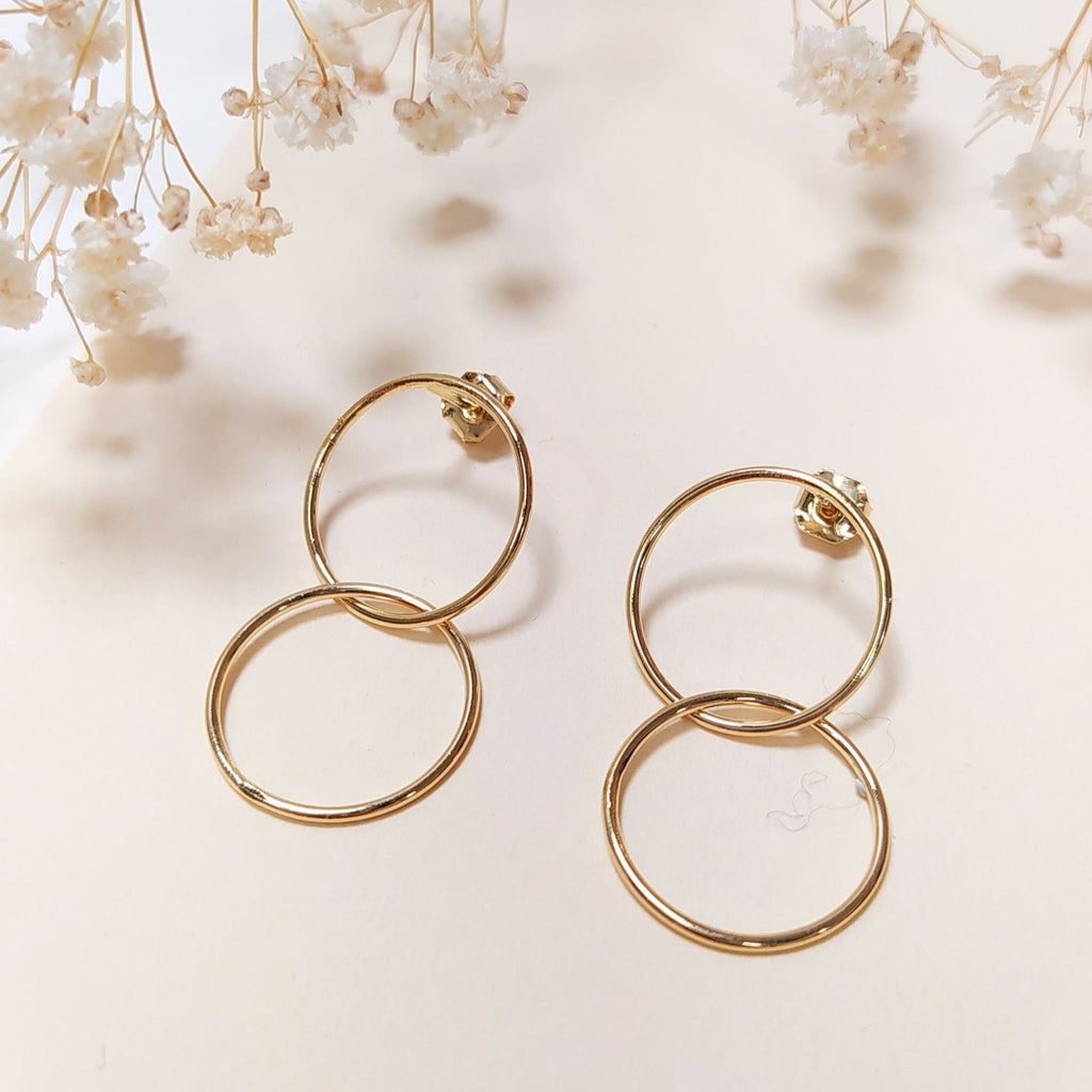 Lot De 2 Paires De Boucles D'oreilles Anneaux En Métal Doré - Sans Nickel, Neuves Avec étiquettes, Génériques