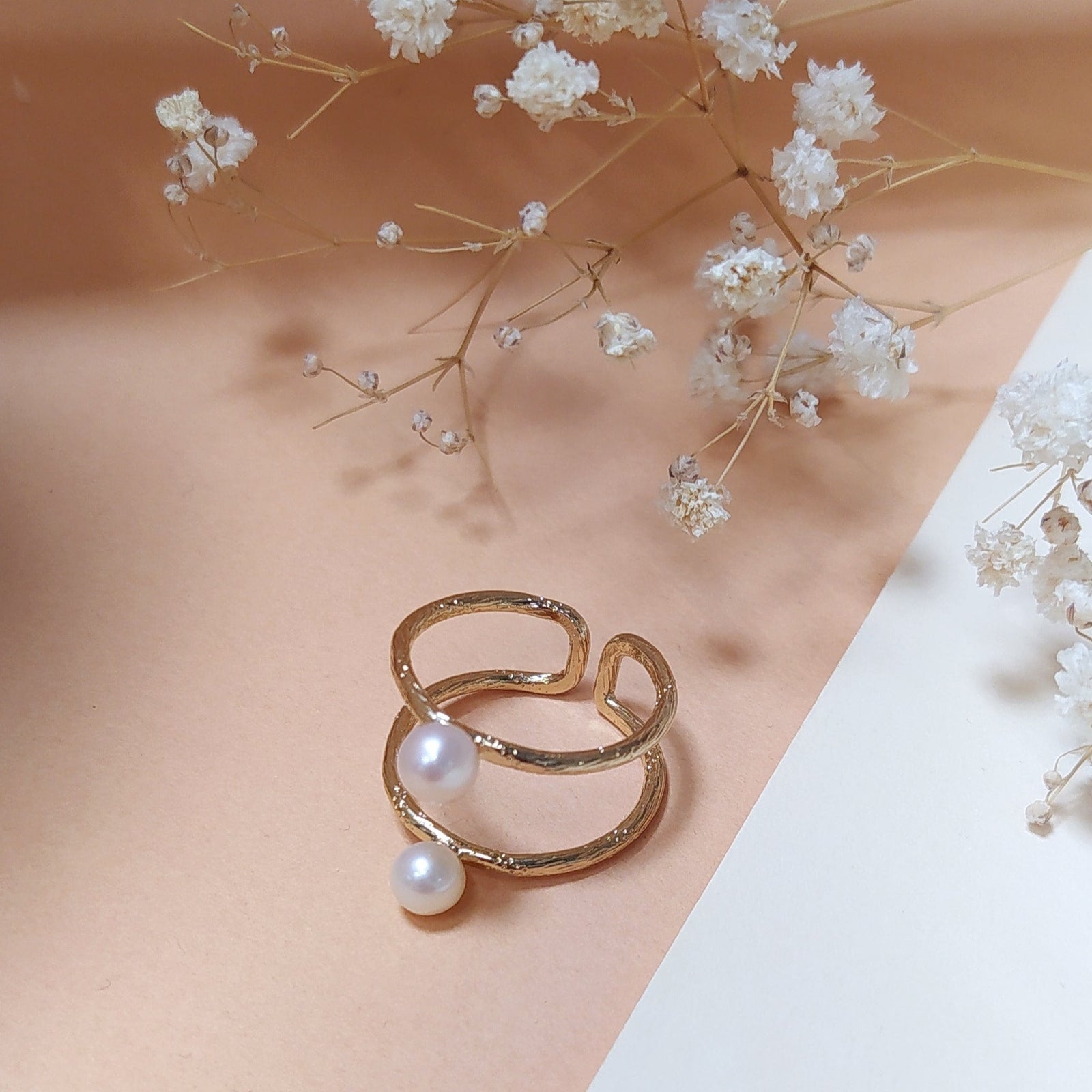 Bague double perle outlet