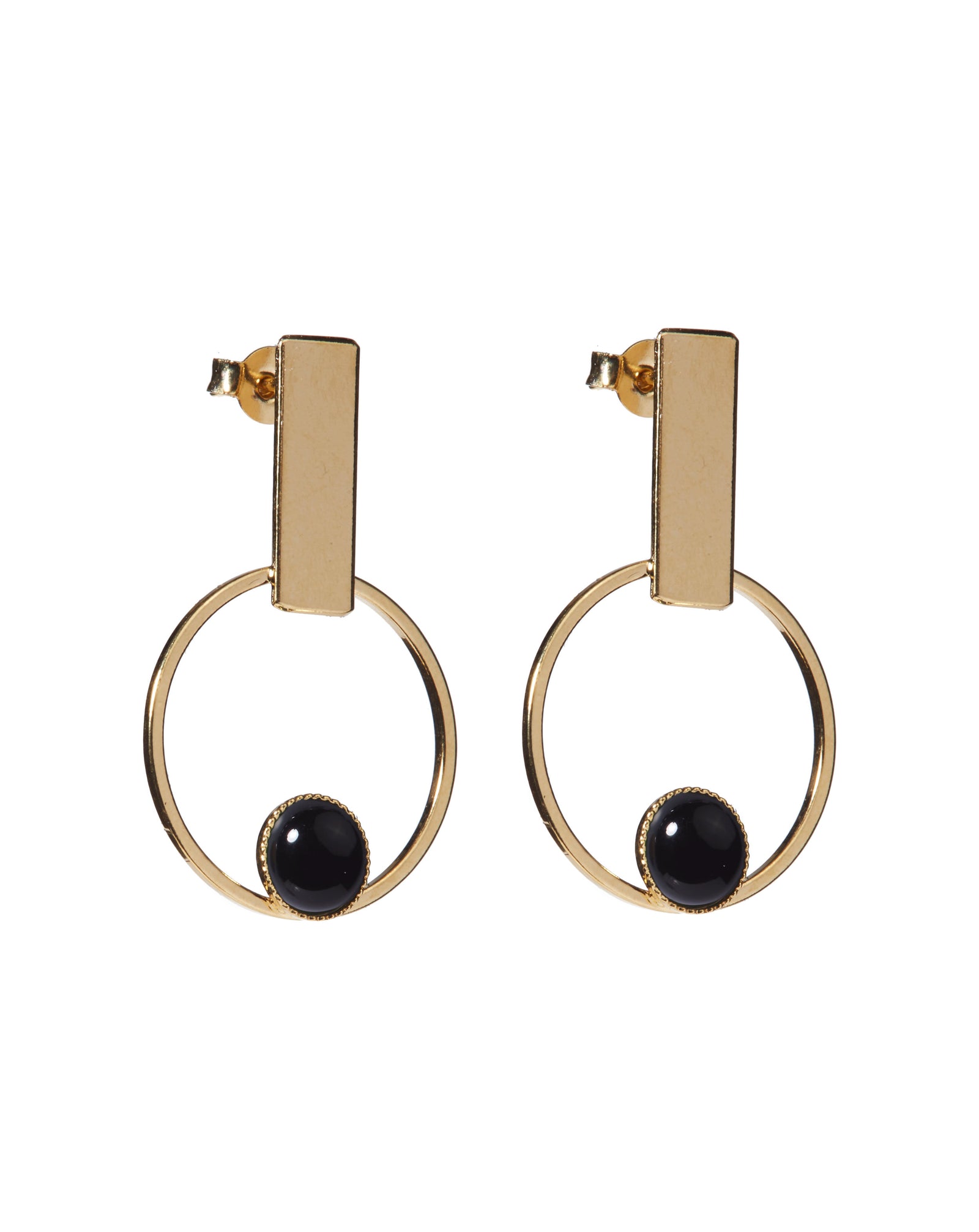 Paire De Boucles D'oreilles Barre Goujon - Argent, Or Noir, Or Rose - Acier Inox - Neuf