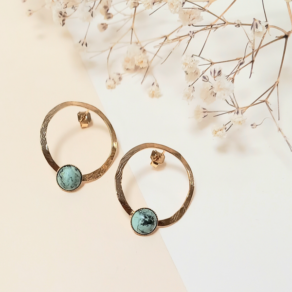S19035_Fabien_Ajzenberg_Bijou_Jewel_Boucle_Oreille_Texture_Martele_Pierre_Rond_Cercle_Jaspe_Africain