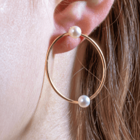 Boucles Créole Fermée 2 Perles Outside